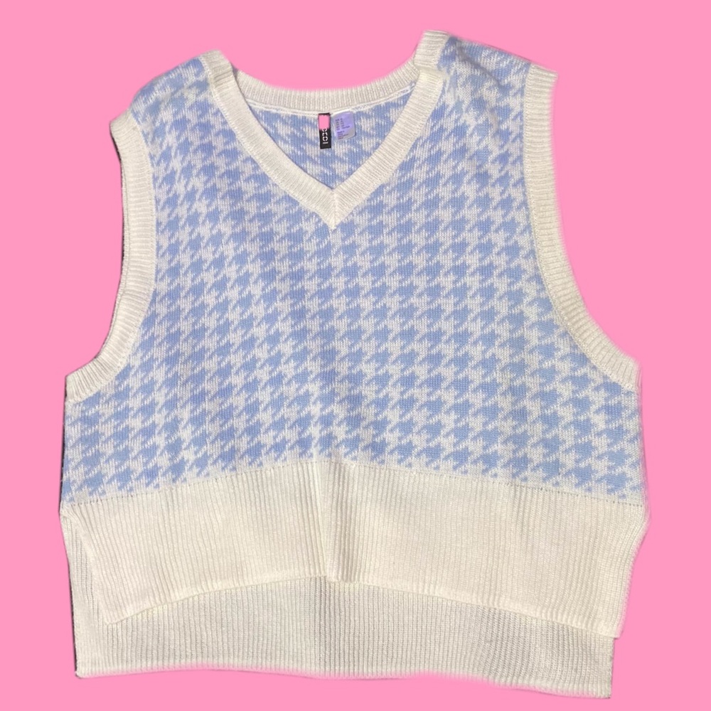 H&M Blue and White Plaid Sweatervest